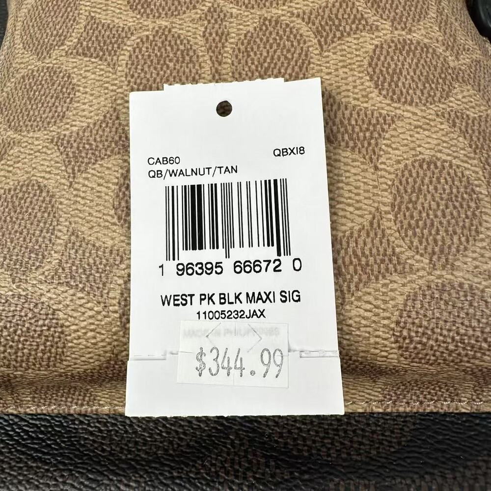 COACH Men's West Pack In Blocked Signature Canvas Walnut / Tan CAB60 NWT - Picture 5 of 9